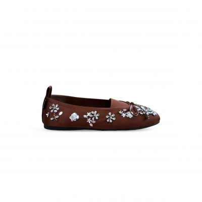 MIU MIU EMBROIDERED DRILL BALLERINAS